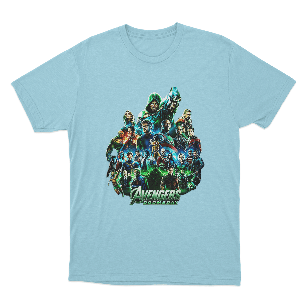 Avengers Doomsday Heroes Assemble Unisex T Shirt Sky Blue Avengers Doomsday Heroes Assemble Unisex T Shirt Sky Blue