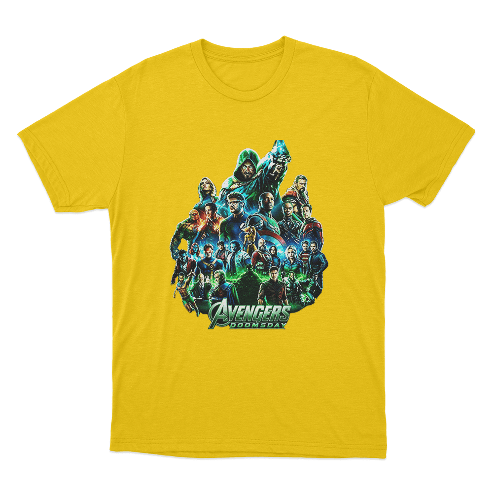 Avengers Doomsday Heroes Assemble Unisex T Shirt Yellow Avengers Doomsday Heroes Assemble Unisex T Shirt Yellow