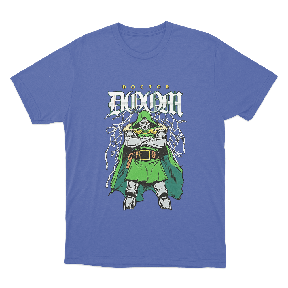 Doctor Doom Lightning Stance Unisex T Shirt Blue Doctor Doom Lightning Stance Unisex T Shirt Blue