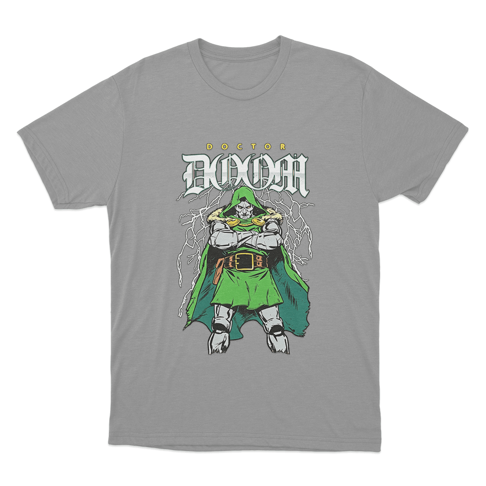 Doctor Doom Lightning Stance Unisex T Shirt Grey Doctor Doom Lightning Stance Unisex T Shirt Grey